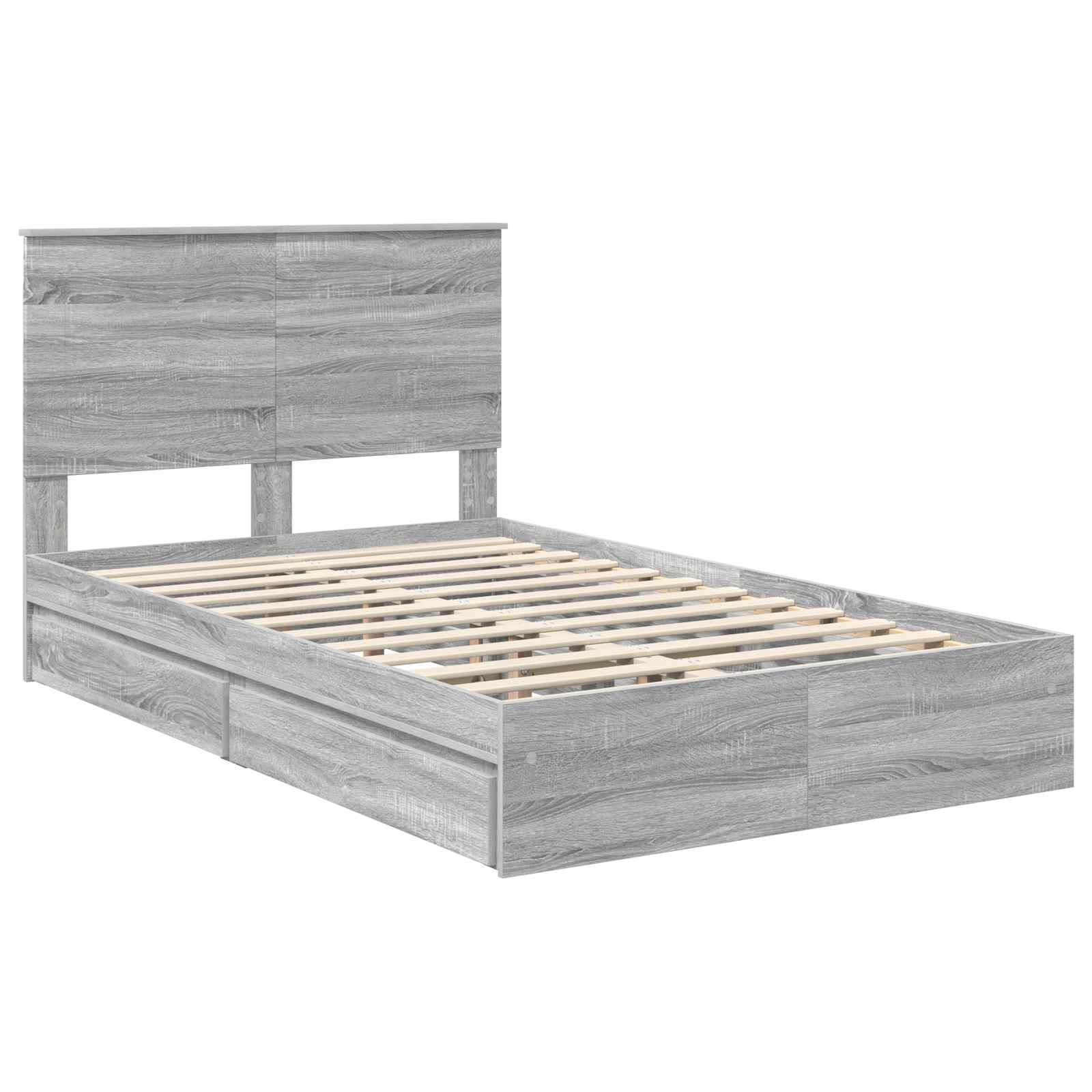 Κρεβάτι Αποθήκης Γκρίζο Σονομα 135 x 190 cm Επεξεργασμένο Ξύλο
