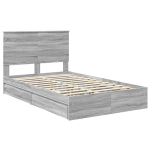 Κρεβάτι Αποθήκης Γκρίζο Σονομα 135 x 190 cm Επεξεργασμένο Ξύλο