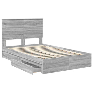 Κρεβάτι Αποθήκης Γκρίζο Σονομα 135 x 190 cm Επεξεργασμένο Ξύλο