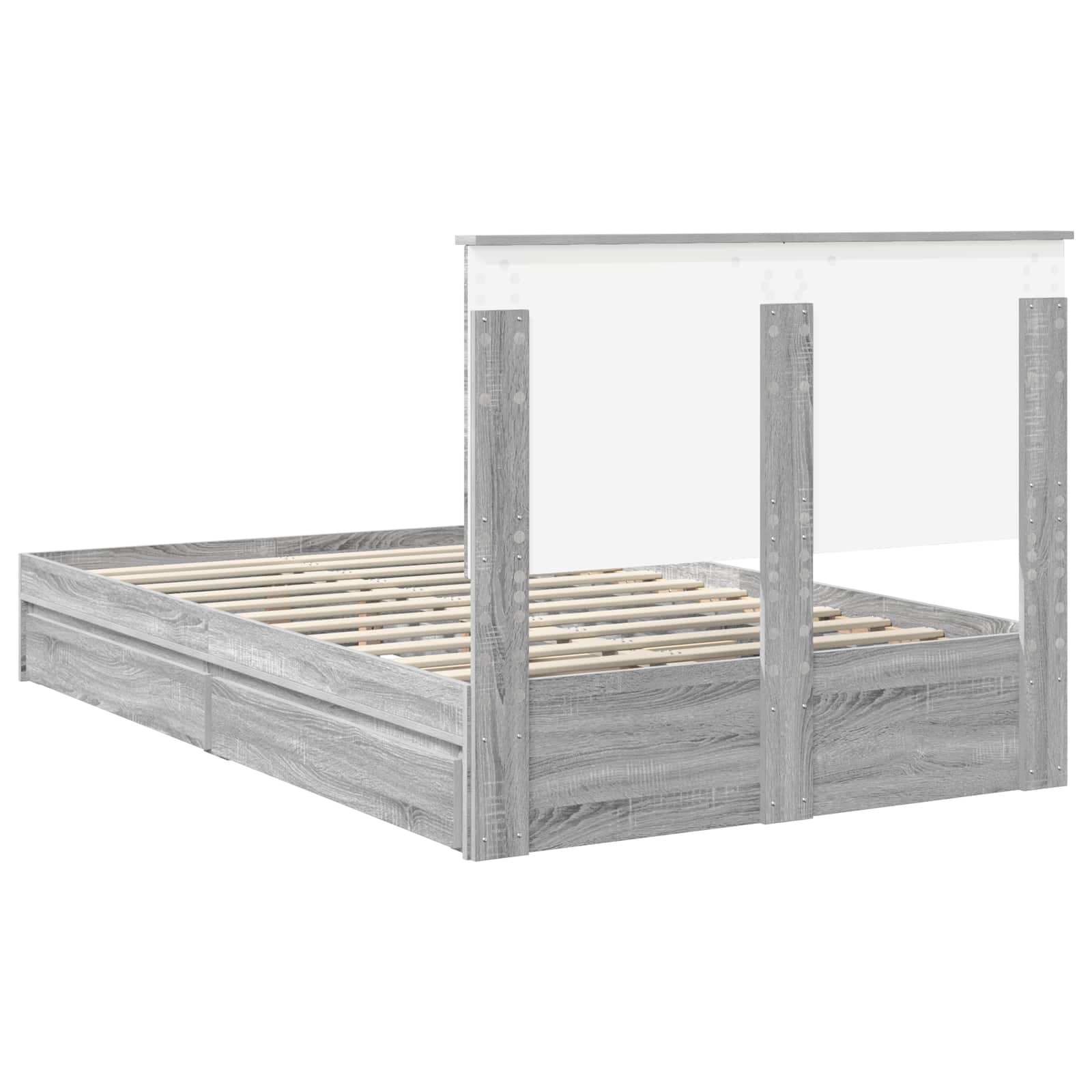Κρεβάτι Αποθήκης Γκρίζο Σονομα 135 x 190 cm Επεξεργασμένο Ξύλο