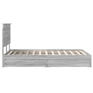 Κρεβάτι Αποθήκης Γκρίζο Σονομα 135 x 190 cm Επεξεργασμένο Ξύλο