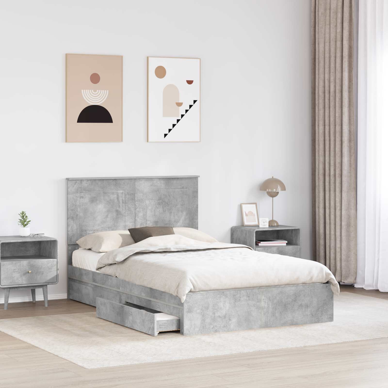 Κρεβάτι Αποθήκης Σκυρόδεμα Γκρι 120 x 190 cm Επεξεργασμένο Ξύλο