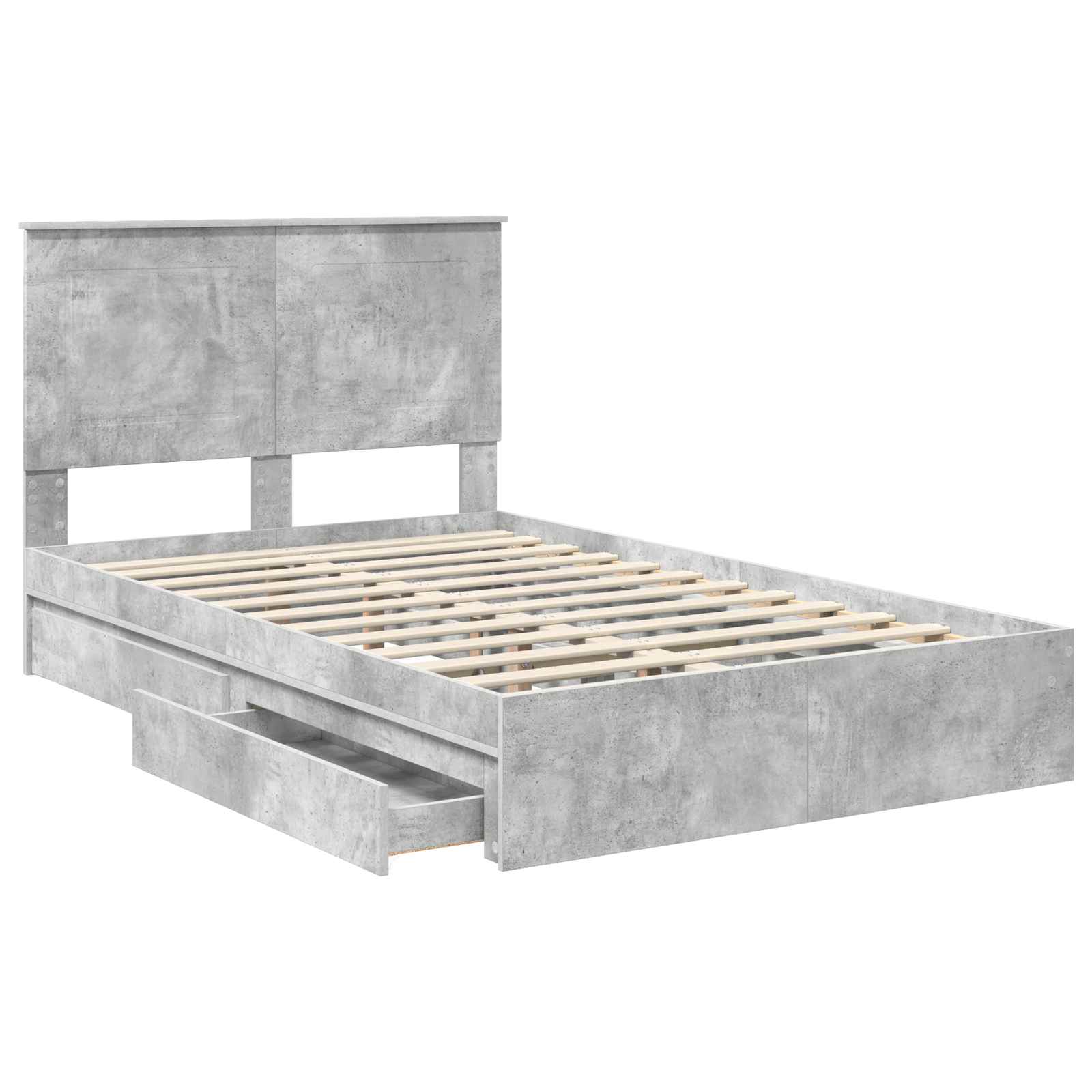 Κρεβάτι Αποθήκης Σκυρόδεμα Γκρι 120 x 190 cm Επεξεργασμένο Ξύλο