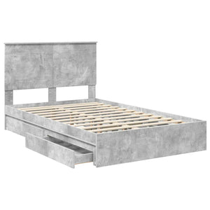 Κρεβάτι Αποθήκης Σκυρόδεμα Γκρι 120 x 190 cm Επεξεργασμένο Ξύλο