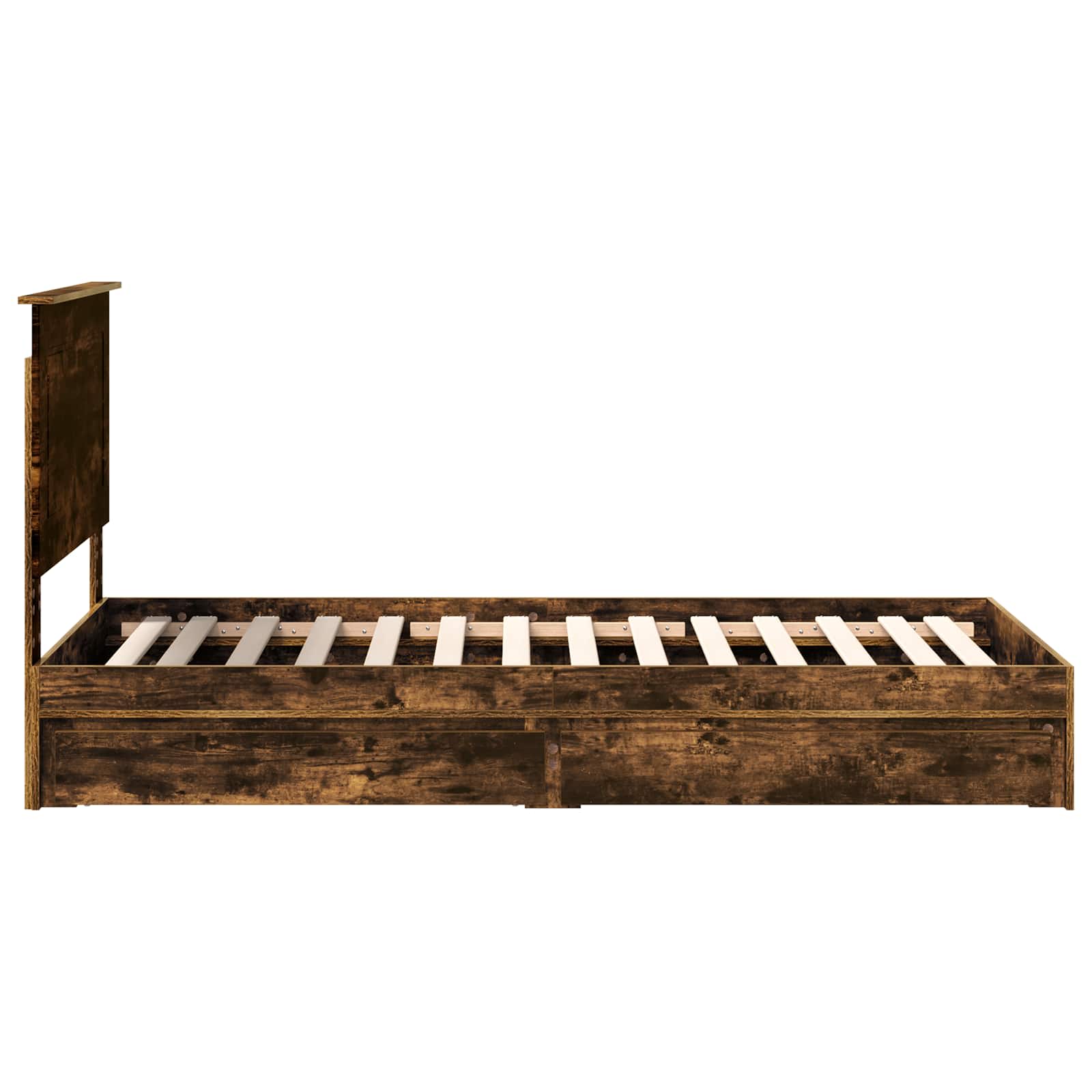 Κρεβάτι Αποθήκης Καπνιστό Δρύς 90 x 190 cm Επεξεργασμένο ξύλο