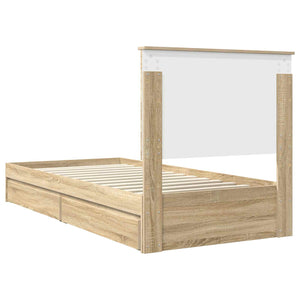 Κρεβάτι Αποθήκης Δρύς Sonoma 75 x 190 cm Επεξεργασμένο Ξύλο