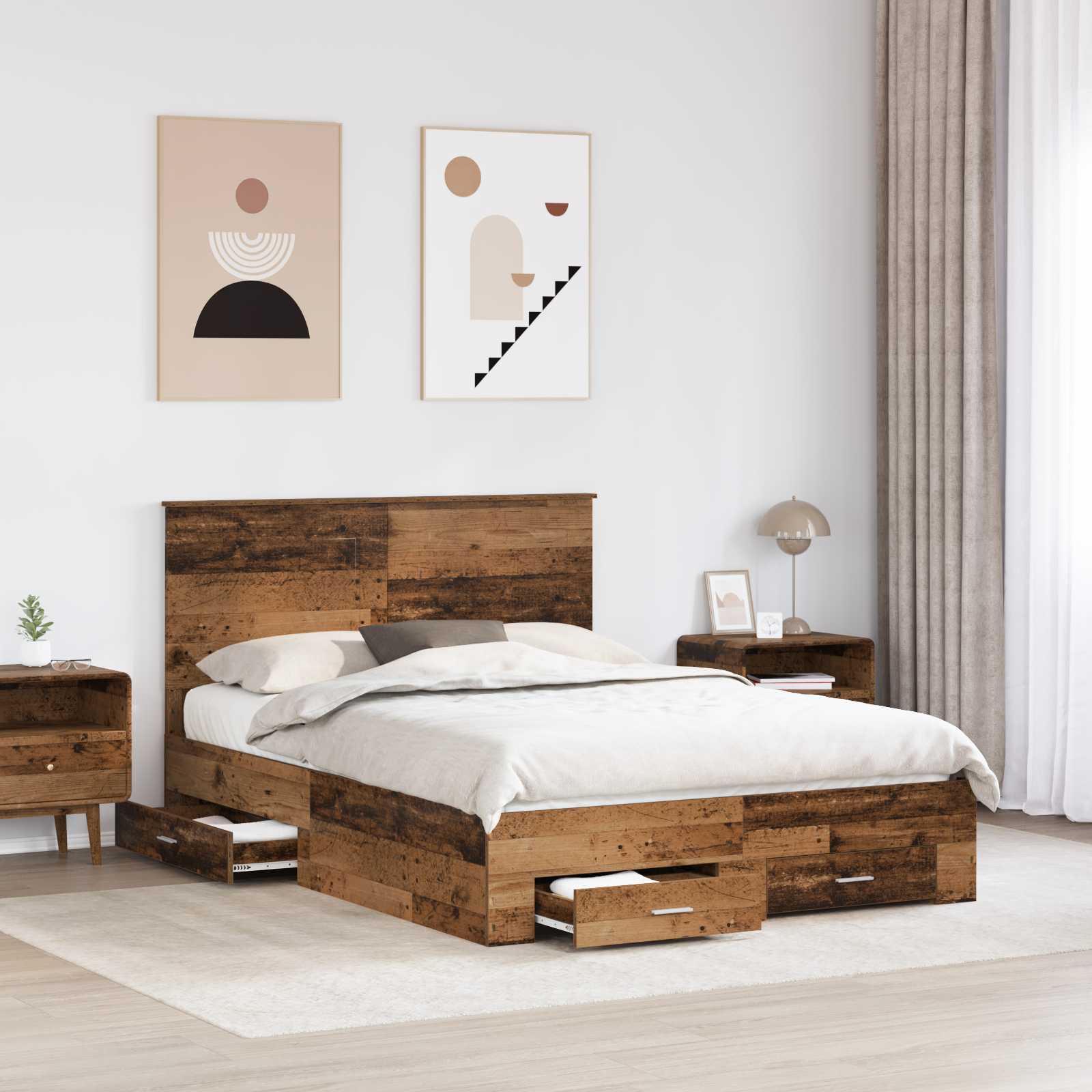 Σκελετός Κρεβατιού Παλιό ξύλο 140 x 190 cm Επεξεργασμένο Ξύλο