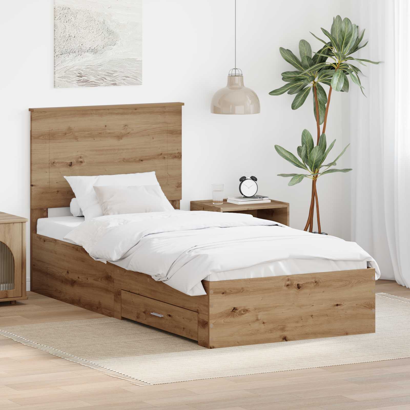 Σκελετός Κρεβατιού Artisan Oak 90 x 190 cm Επεξεργασμένο ξύλο