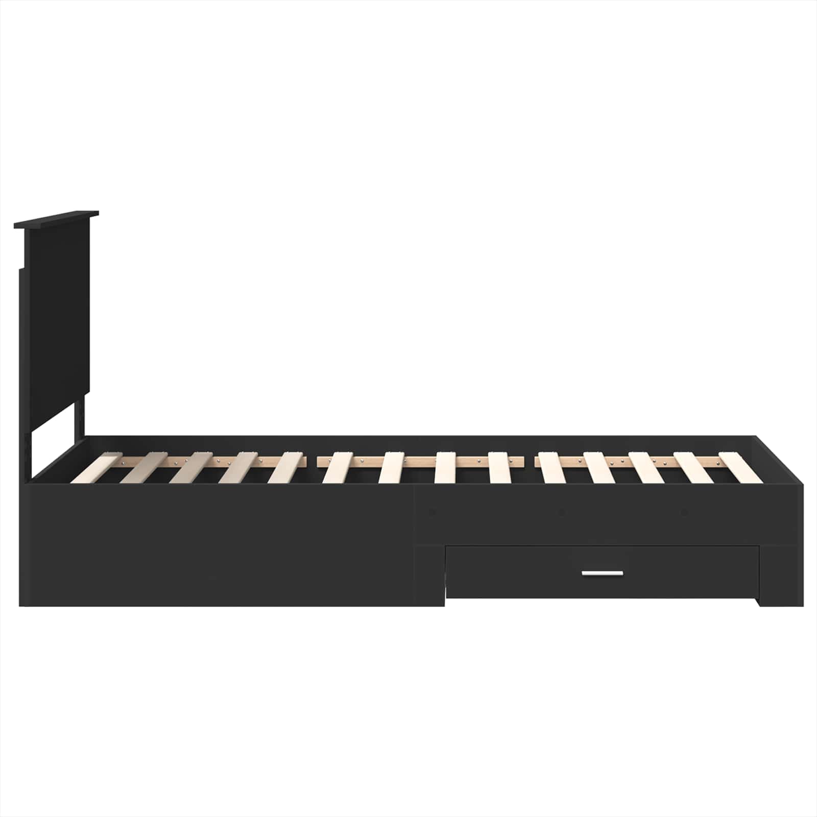 Σκελετός Κρεβατιού με κεφαλάρι Μαύρο και Ασημί 75 x 190 cm