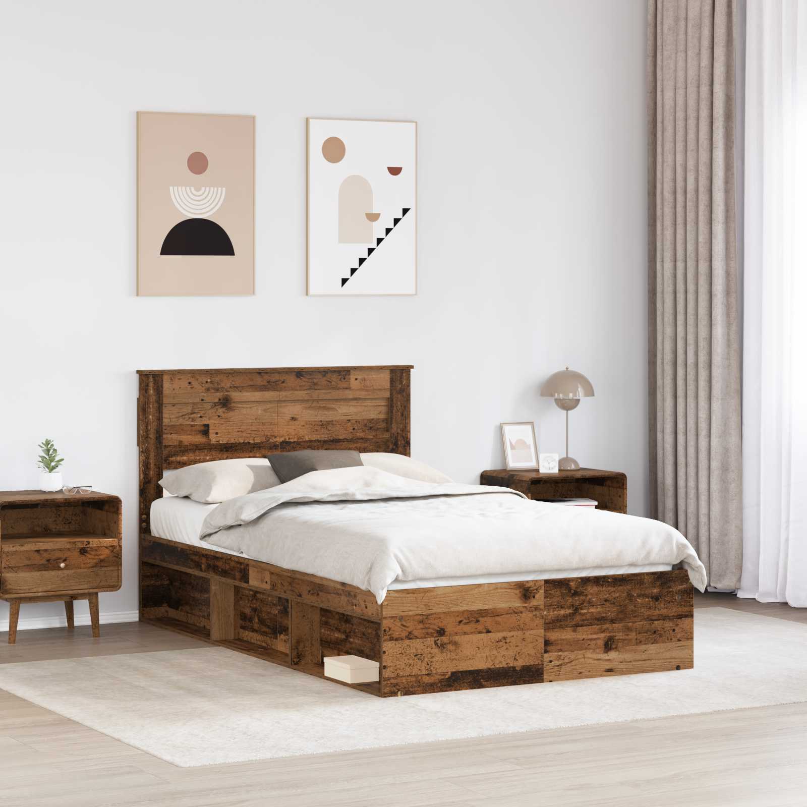 Σκελετός Κρεβατιού Παλιό ξύλο 120 x 190 cm Στερεά ξυλεία πεύκου