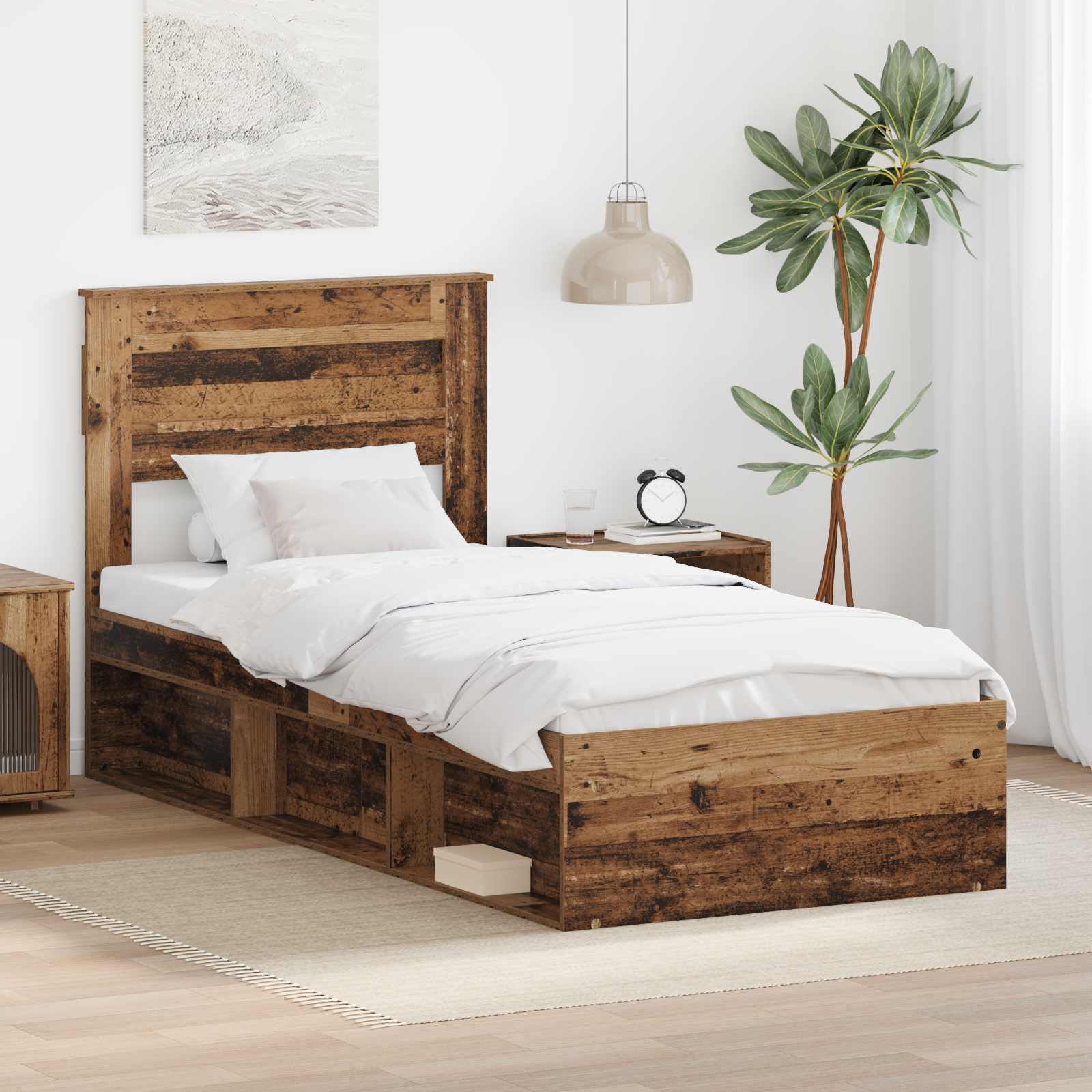 Σκελετός Κρεβατιού Παλιό ξύλο 90 x 190 cm Στερεά ξυλεία πεύκου
