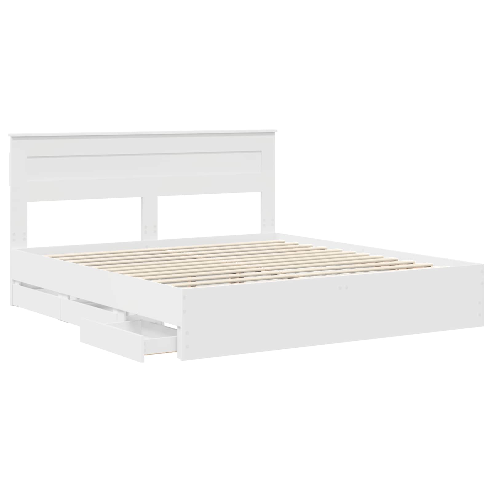 Σκελετός Κρεβατιού Λευκό 200 x 200 cm Μηχανήματος Ξύλο