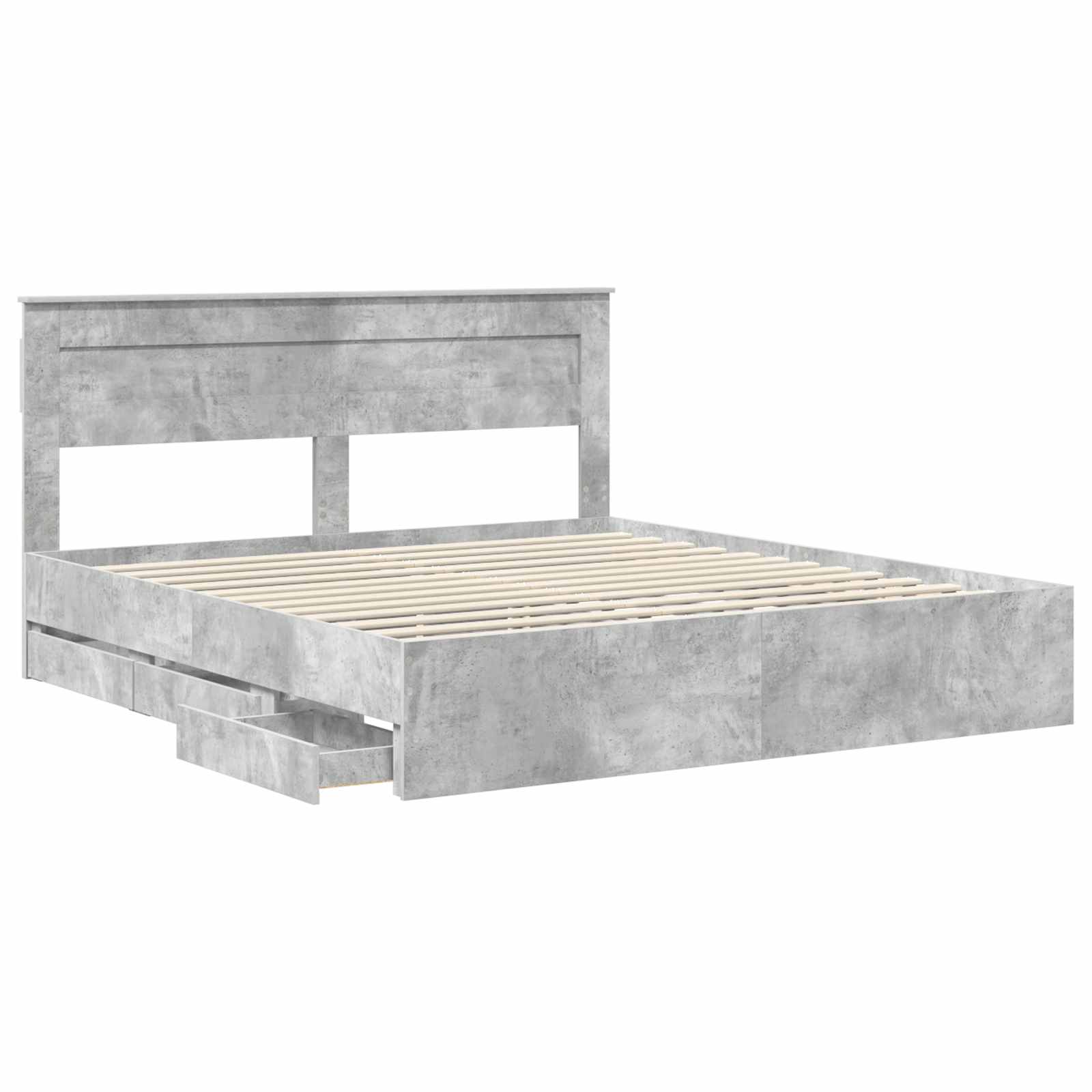 Σκελετός Κρεβατιού Σκυρόδεμα Γκρι 200 x 200 cm Μηχανήματος Ξύλο