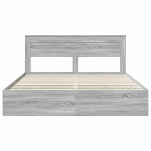 Σκελετός Κρεβατιού Γκρίζο Σονομα 200 x 200 cm Μηχανήματος Ξύλο