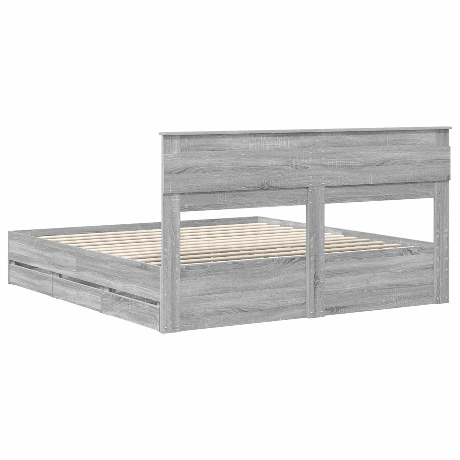 Σκελετός Κρεβατιού Γκρίζο Σονομα 180 x 200 cm Μηχανήματος Ξύλο - Pakobazaar