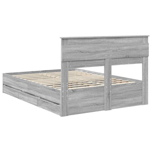 Σκελετός Κρεβατιού Γκρίζο Σονομα 160 x 200 cm Μηχανήματος Ξύλο