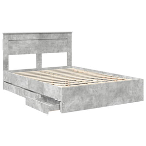 Σκελετός Κρεβατιού Σκυρόδεμα Γκρι 150 x 200 cm Μηχανήματος Ξύλο