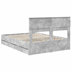 Σκελετός Κρεβατιού Σκυρόδεμα Γκρι 150 x 200 cm Μηχανήματος Ξύλο