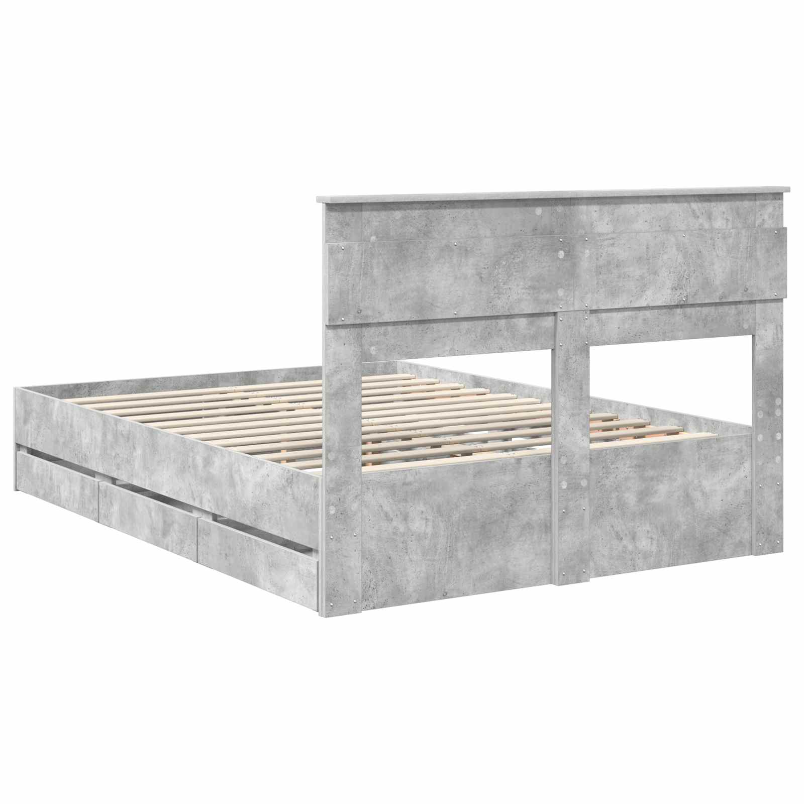Σκελετός Κρεβατιού Σκυρόδεμα Γκρι 140 x 200 cm Μηχανήματος Ξύλο