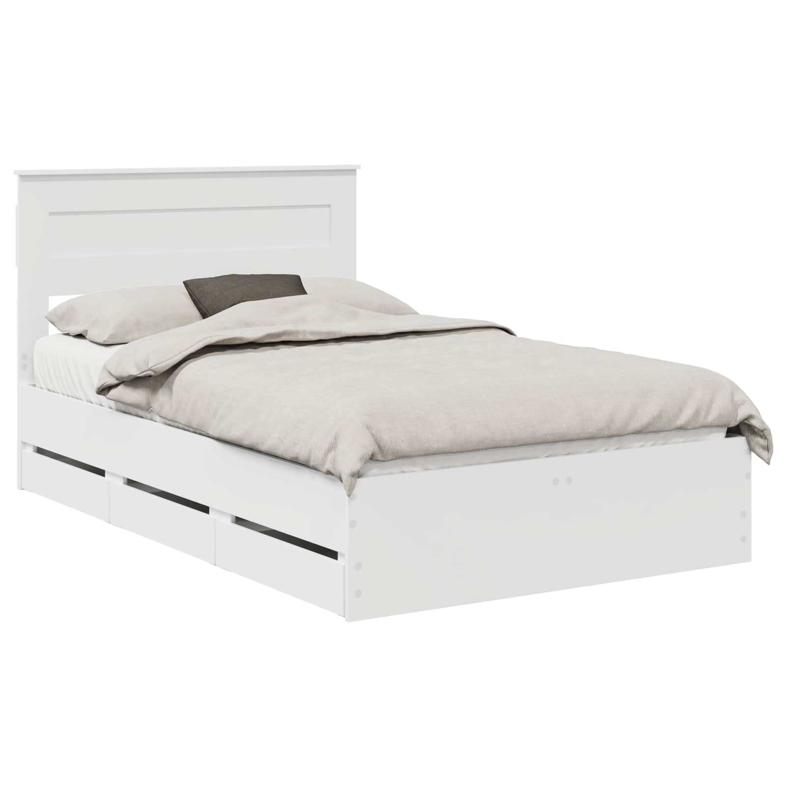 Σκελετός Κρεβατιού Λευκό 135 x 190 cm Μηχανήματος Ξύλο