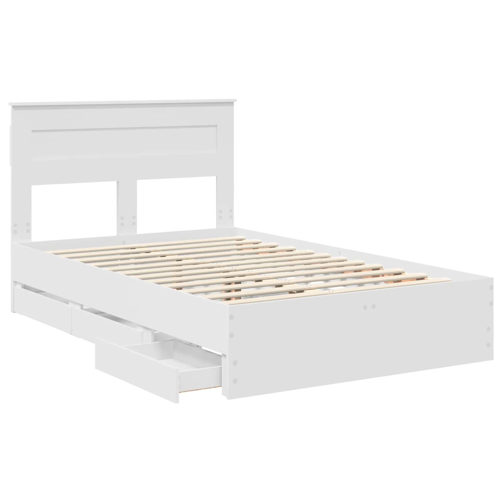 Σκελετός Κρεβατιού Λευκό 135 x 190 cm Μηχανήματος Ξύλο