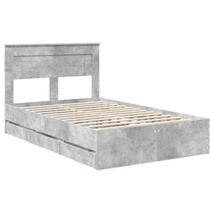 Σκελετός Κρεβατιού Σκυρόδεμα Γκρι 120 x 190 cm Μηχανήματος Ξύλο