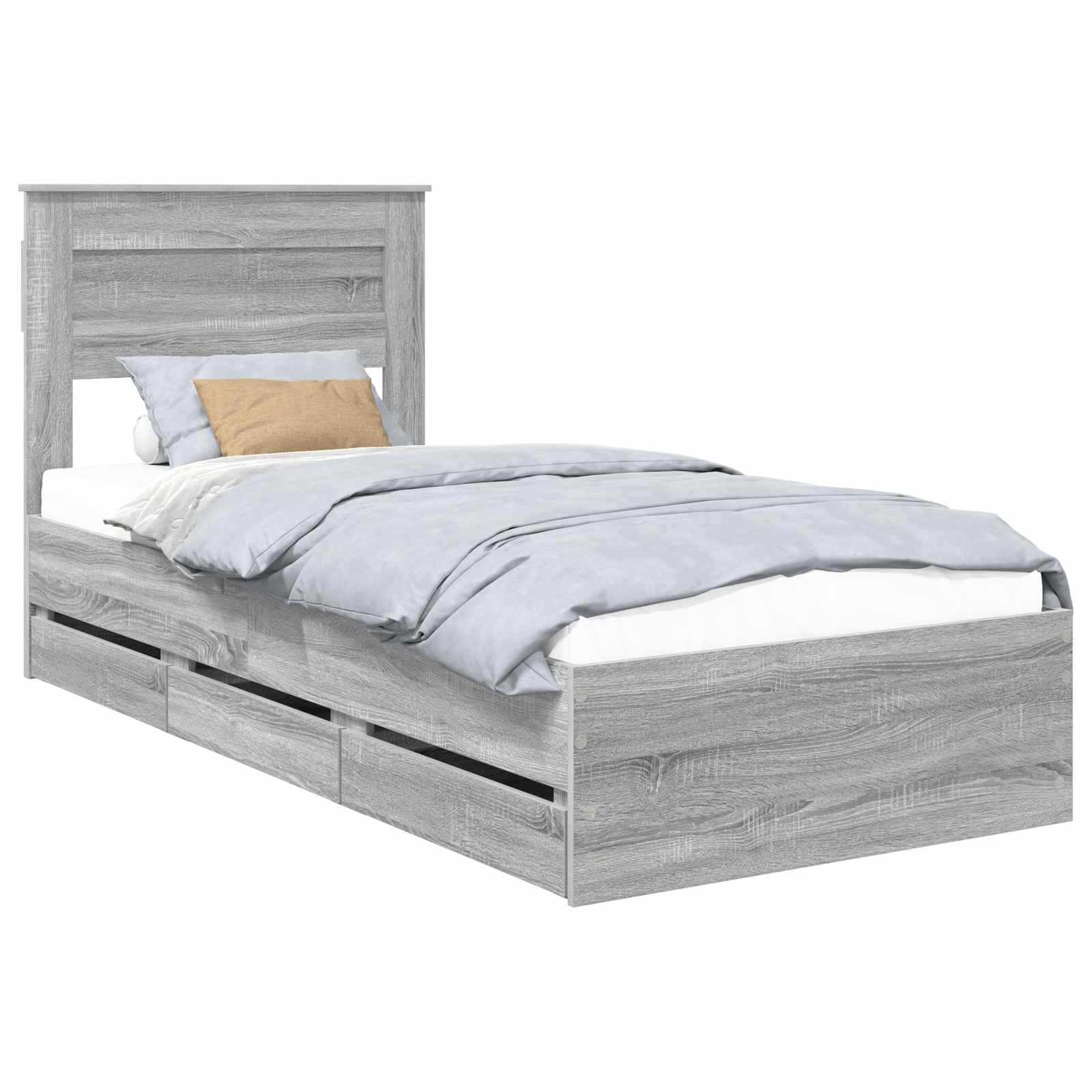 Σκελετός Κρεβατιού Γκρίζο Σονομα 75 x 190 cm Μηχανήματος Ξύλο