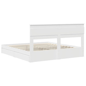 Κρεβάτι Αποθήκης Λευκό 200 x 200 cm Επεξεργασμένο ξύλο - Pakobazaar