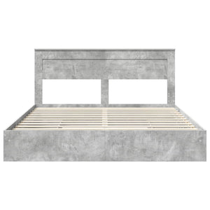 Κρεβάτι Αποθήκης Σκυρόδεμα Γκρι 200 x 200 cm Επεξεργασμένο Ξύλο