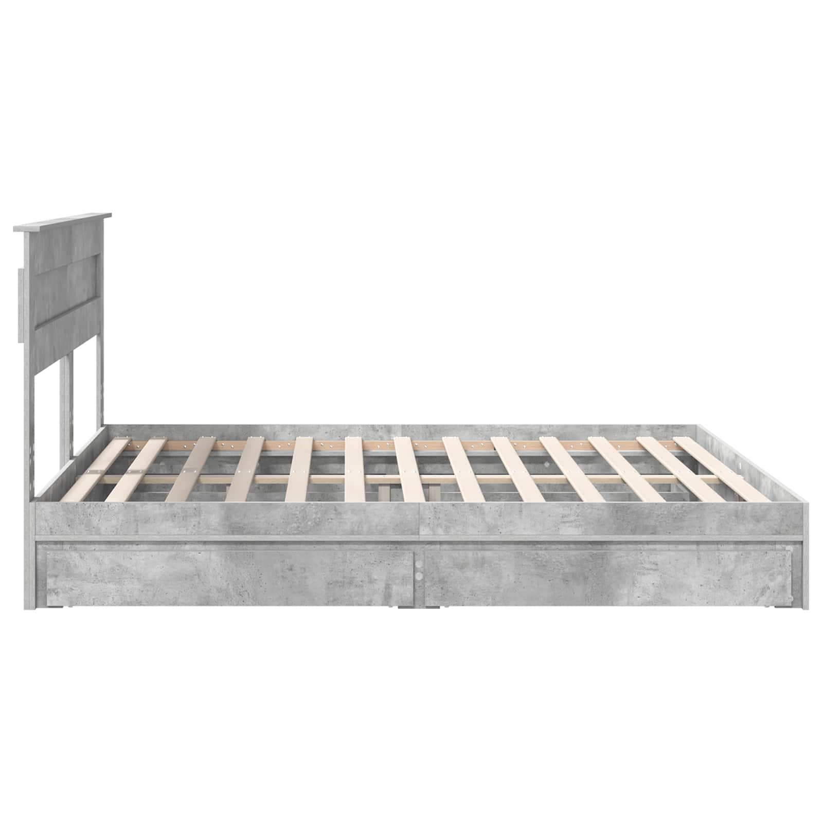 Κρεβάτι Αποθήκης Σκυρόδεμα Γκρι 200 x 200 cm Επεξεργασμένο ξύλο