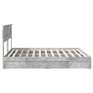 Κρεβάτι Αποθήκης Σκυρόδεμα Γκρι 200 x 200 cm Επεξεργασμένο Ξύλο