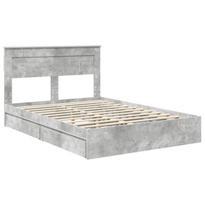 Κρεβάτι Αποθήκης Σκυρόδεμα Γκρι 150 x 200 cm Επεξεργασμένο Ξύλο