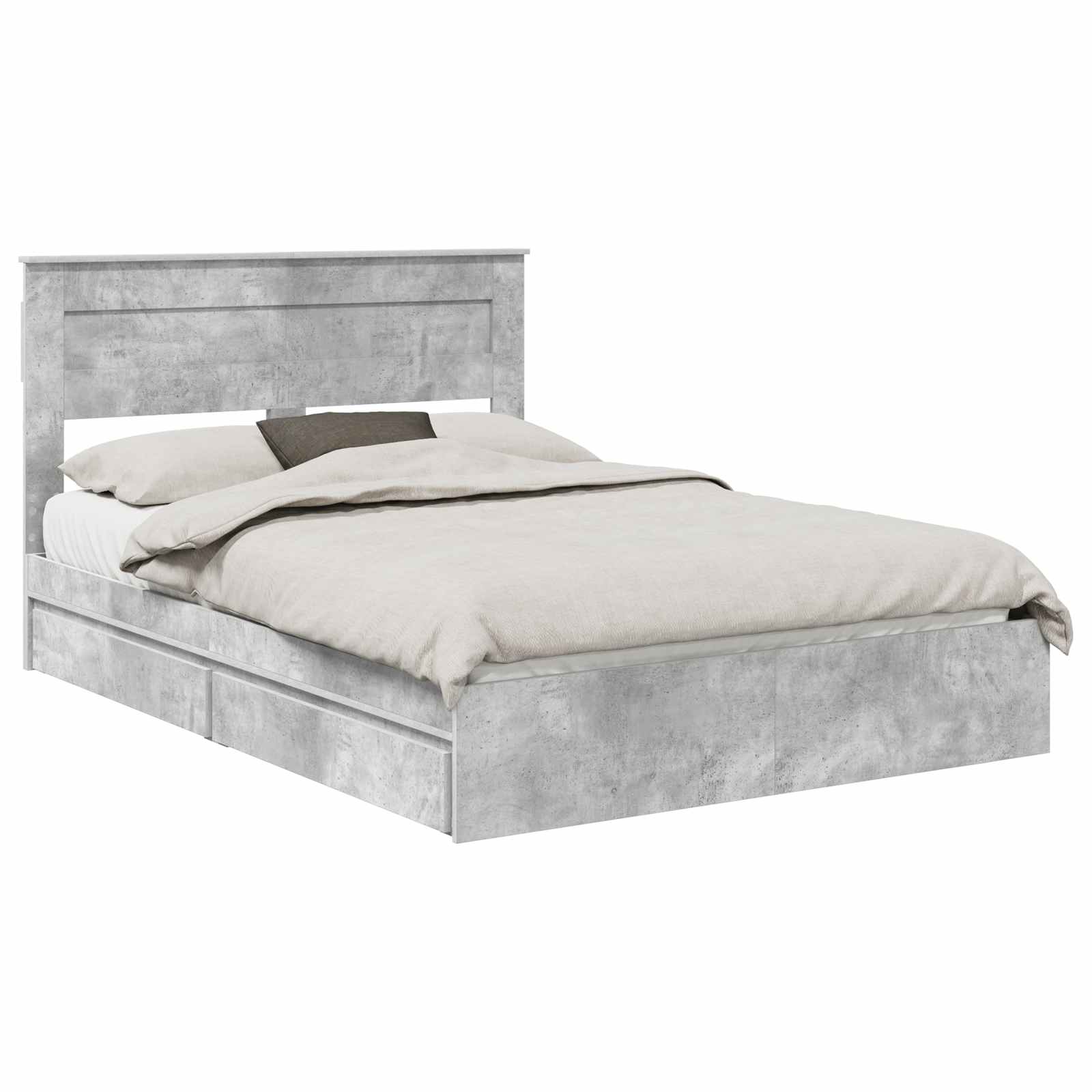 Κρεβάτι Αποθήκης Σκυρόδεμα Γκρι 140 x 190 cm Επεξεργασμένο Ξύλο