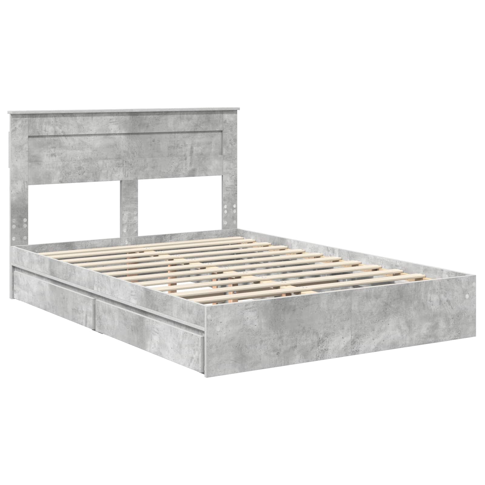 Κρεβάτι Αποθήκης Σκυρόδεμα Γκρι 140 x 190 cm Επεξεργασμένο Ξύλο
