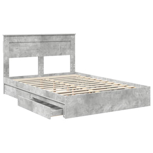 Κρεβάτι Αποθήκης Σκυρόδεμα Γκρι 140 x 190 cm Επεξεργασμένο Ξύλο