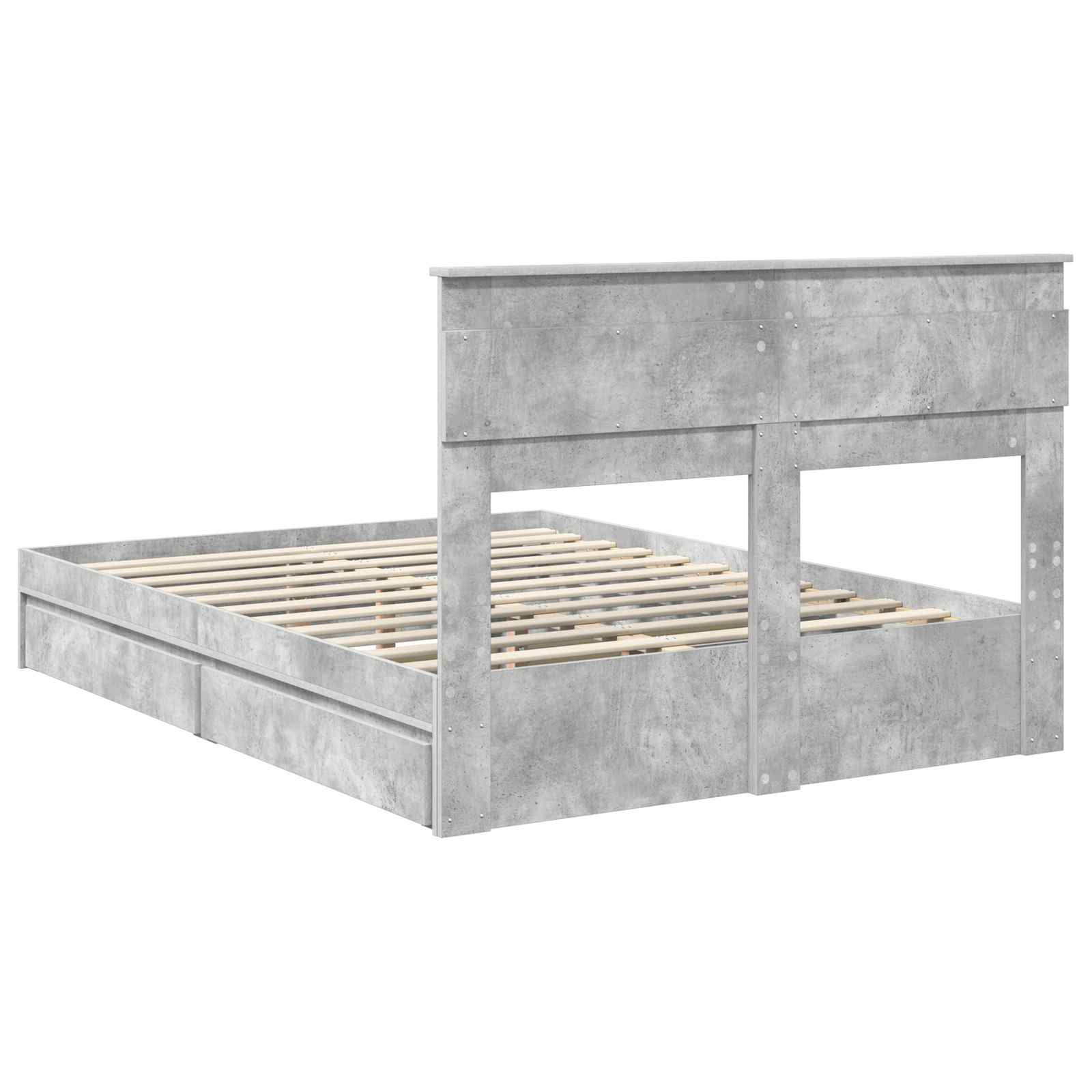 Κρεβάτι Αποθήκης Σκυρόδεμα Γκρι 140 x 190 cm Επεξεργασμένο Ξύλο