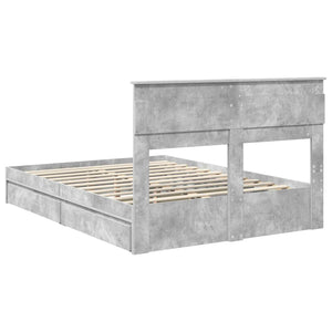 Κρεβάτι Αποθήκης Σκυρόδεμα Γκρι 140 x 190 cm Επεξεργασμένο Ξύλο