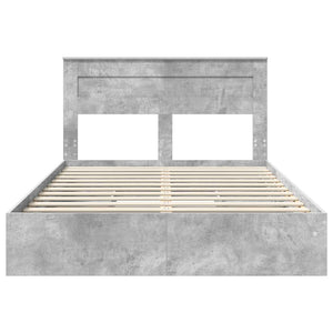 Κρεβάτι Αποθήκης Σκυρόδεμα Γκρι 140 x 190 cm Επεξεργασμένο Ξύλο