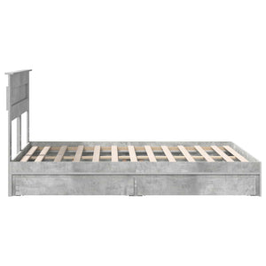 Κρεβάτι Αποθήκης Σκυρόδεμα Γκρι 140 x 190 cm Επεξεργασμένο Ξύλο