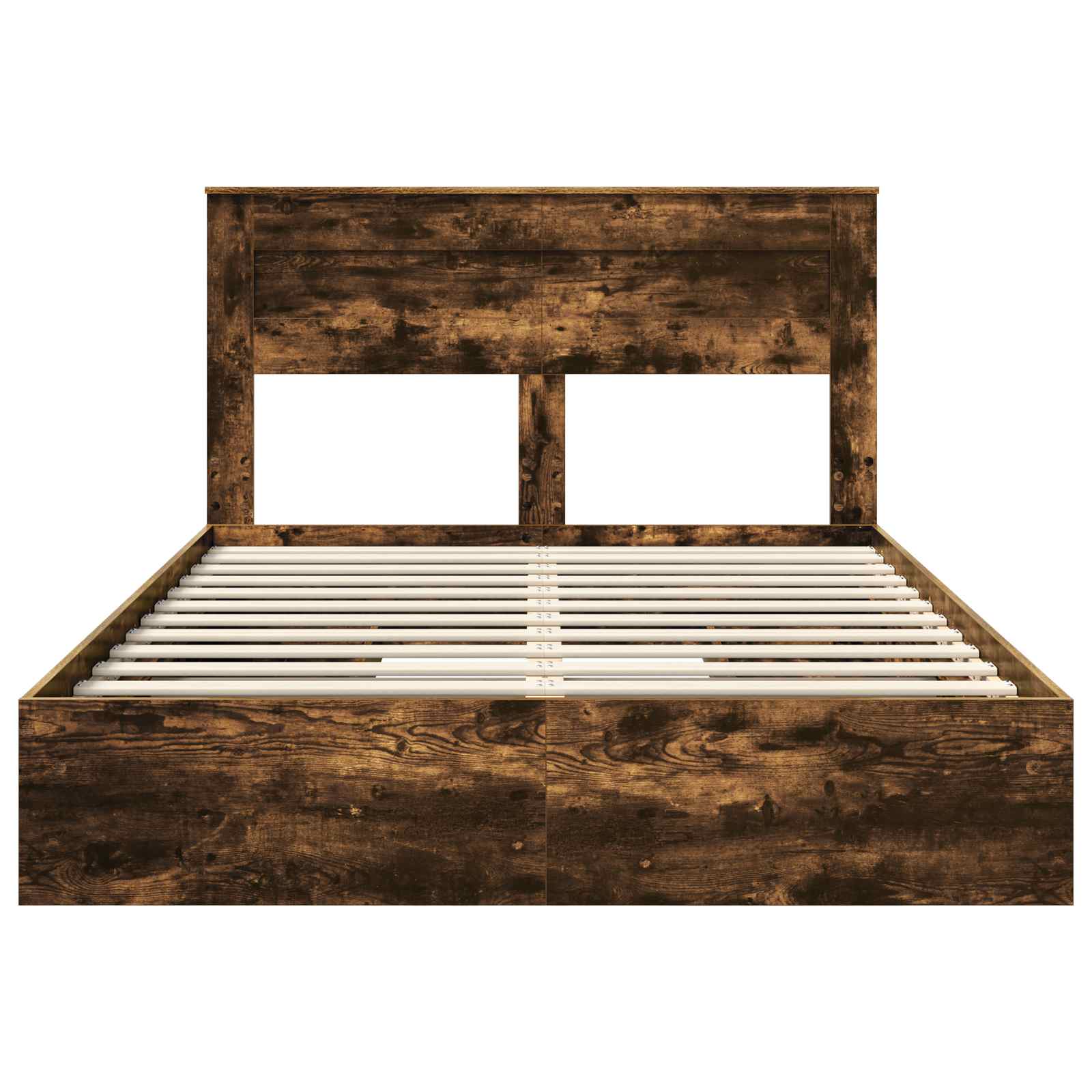 Κρεβάτι Αποθήκης Καπνιστό Δρύς 140 x 190 cm Επεξεργασμένο Ξύλο