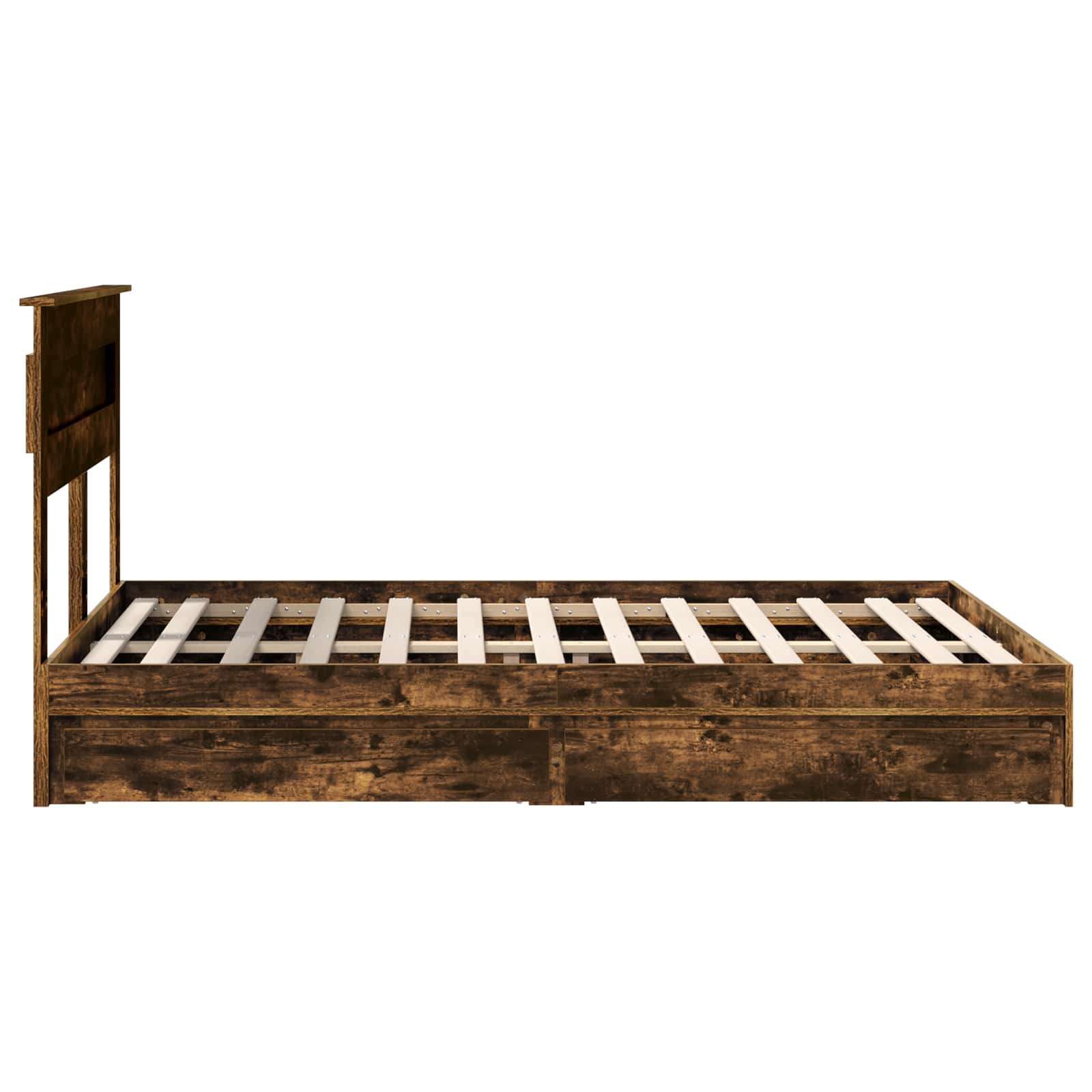 Κρεβάτι Αποθήκης Καπνιστό Δρύς 140 x 190 cm Επεξεργασμένο Ξύλο