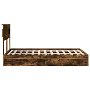 Κρεβάτι Αποθήκης Καπνιστό Δρύς 135 x 190 cm Επεξεργασμένο Ξύλο
