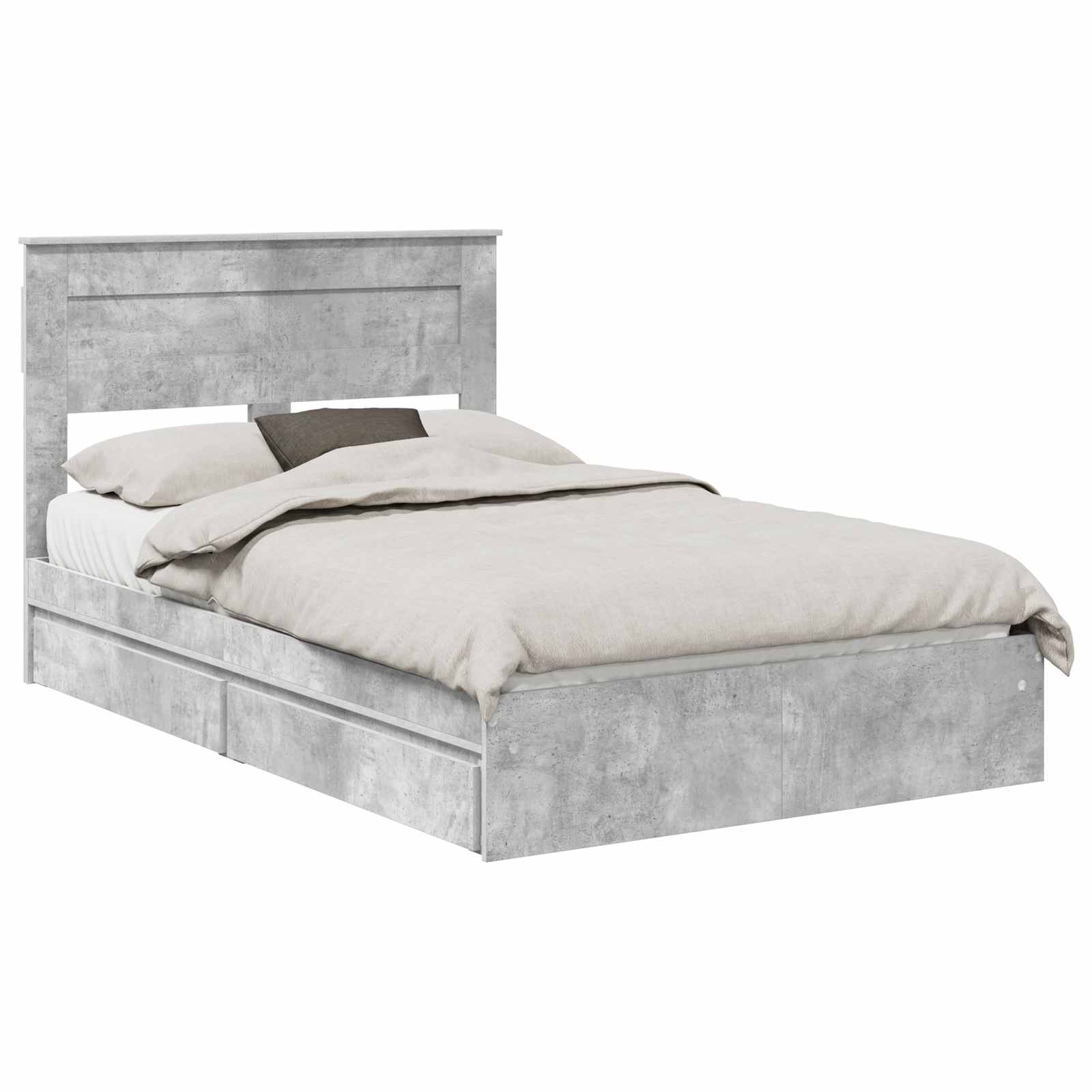 Κρεβάτι Αποθήκης Σκυρόδεμα Γκρι 120 x 190 cm Επεξεργασμένο Ξύλο