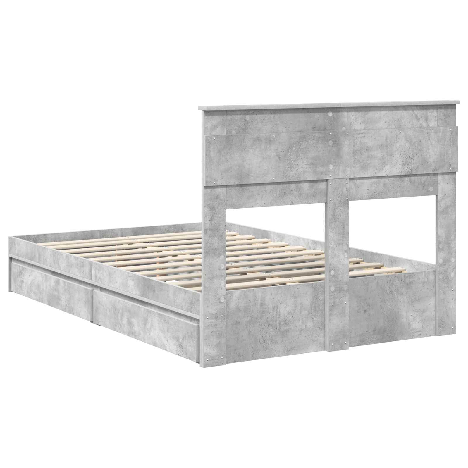 Κρεβάτι Αποθήκης Σκυρόδεμα Γκρι 120 x 190 cm Επεξεργασμένο Ξύλο