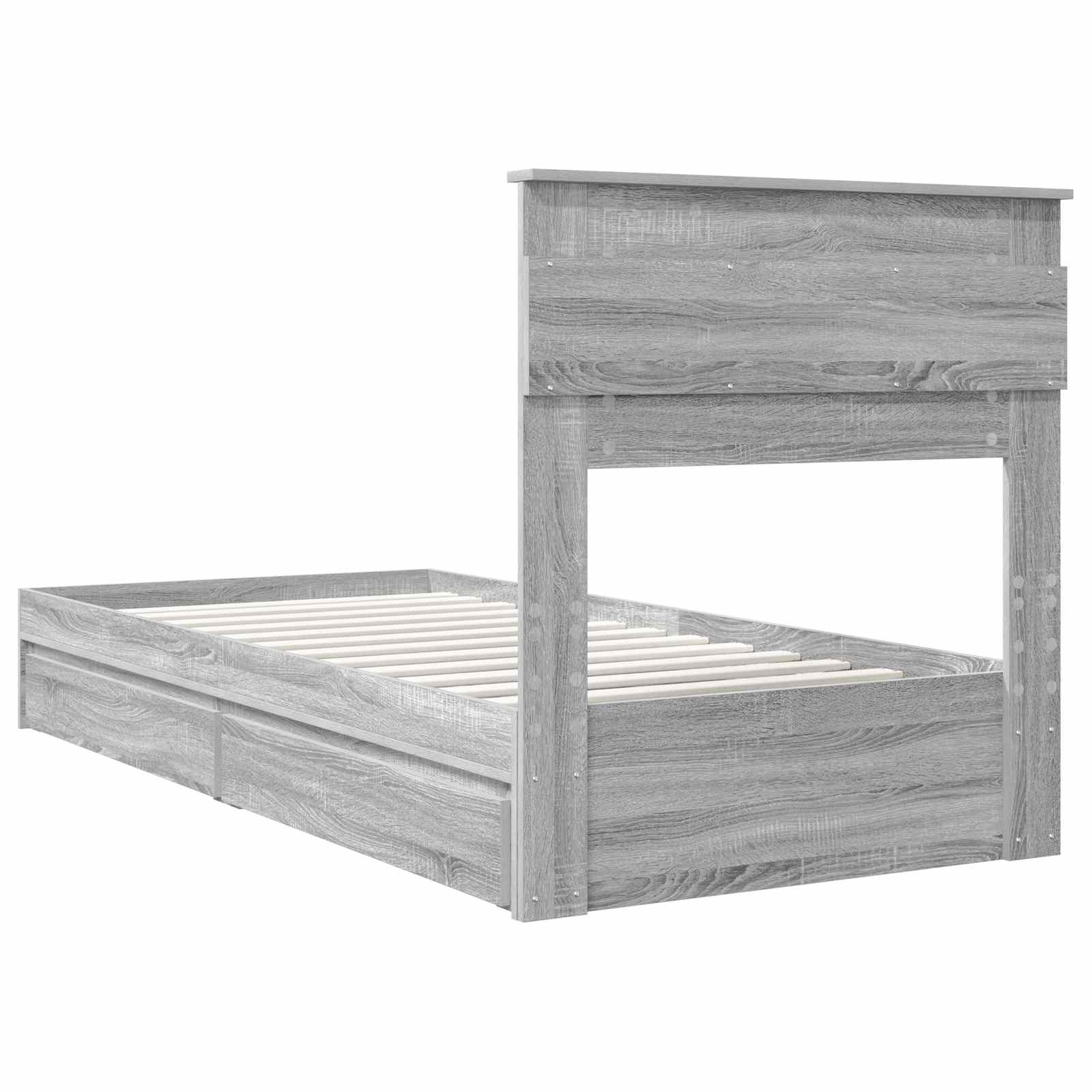 Κρεβάτι Αποθήκης Γκρίζο Σονομα 90 x 190 cm Επεξεργασμένο ξύλο