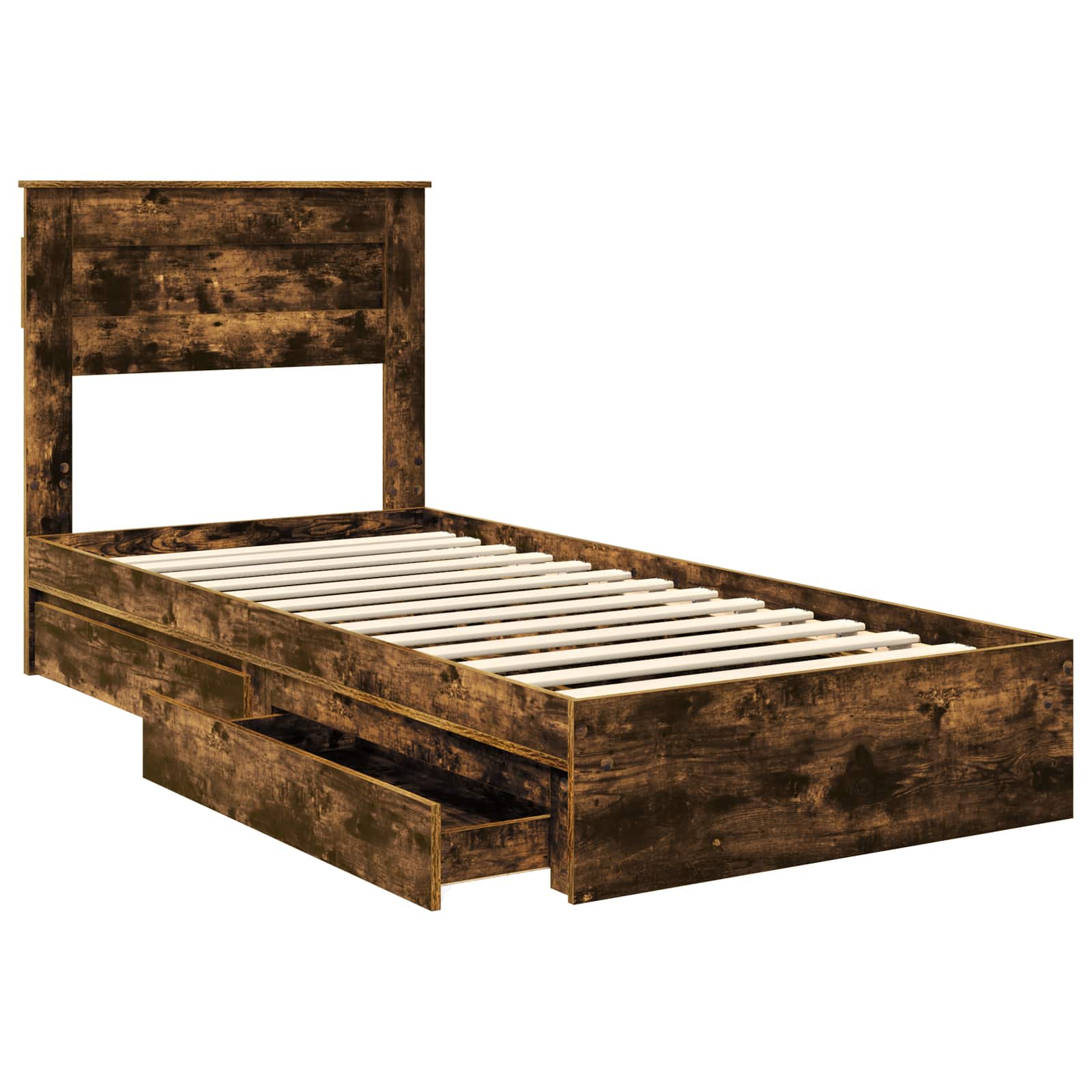 Κρεβάτι Αποθήκης Καπνιστό Δρύς 90 x 200 cm Επεξεργασμένο ξύλο