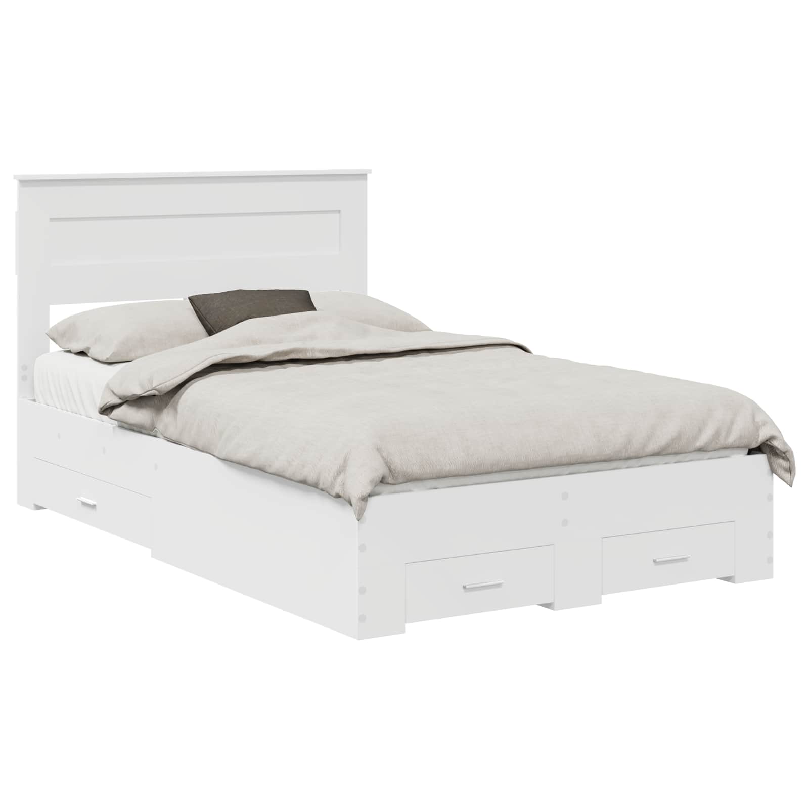 Σκελετός Κρεβατιού Λευκό 135 x 190 cm Επεξεργασμένο Ξύλο