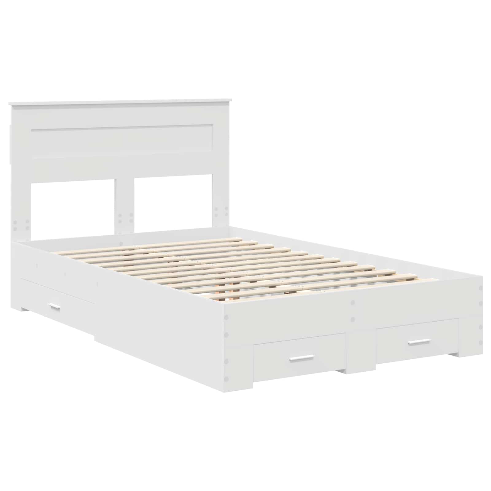 Σκελετός Κρεβατιού Λευκό 135 x 190 cm Επεξεργασμένο Ξύλο