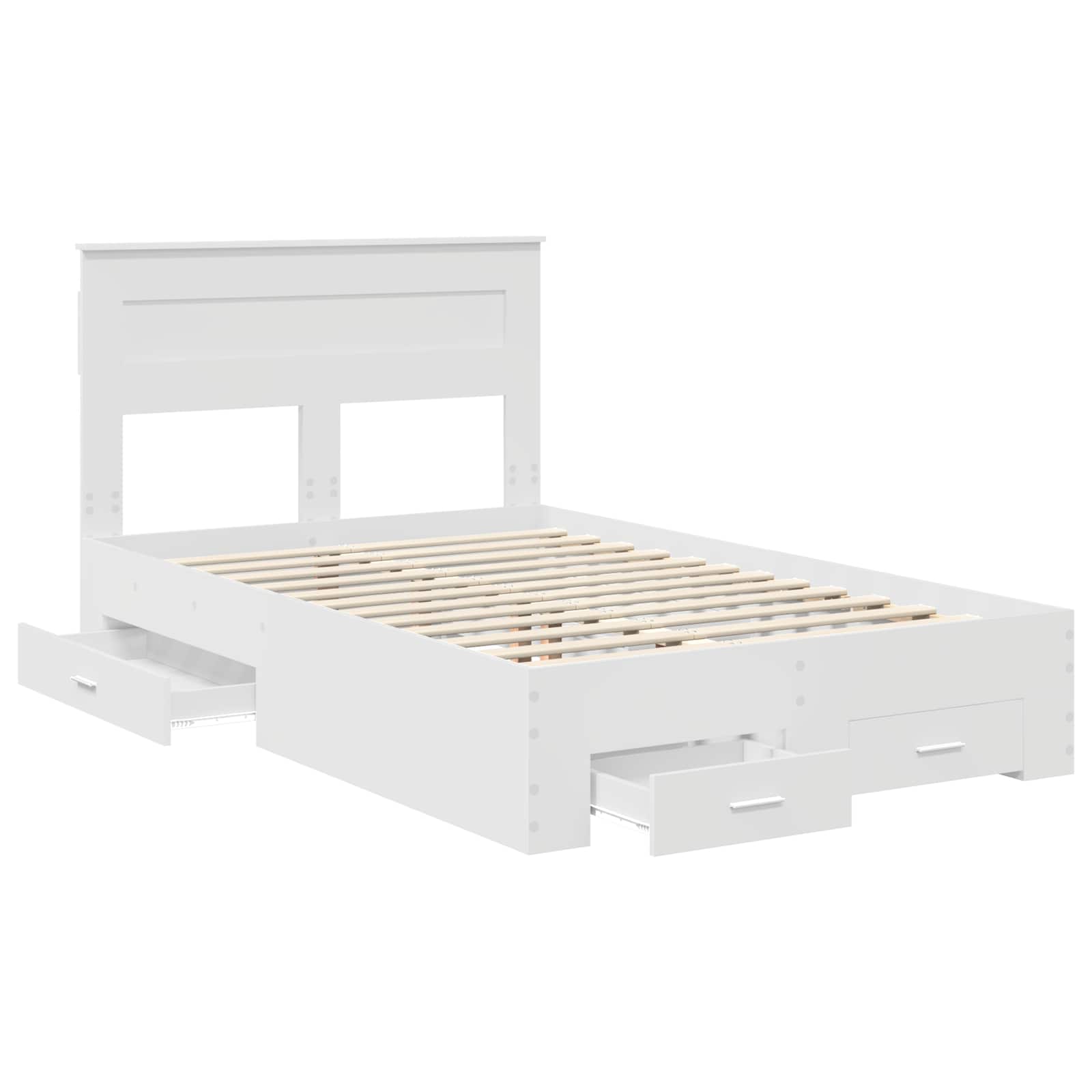 Σκελετός Κρεβατιού Λευκό 135 x 190 cm Επεξεργασμένο Ξύλο