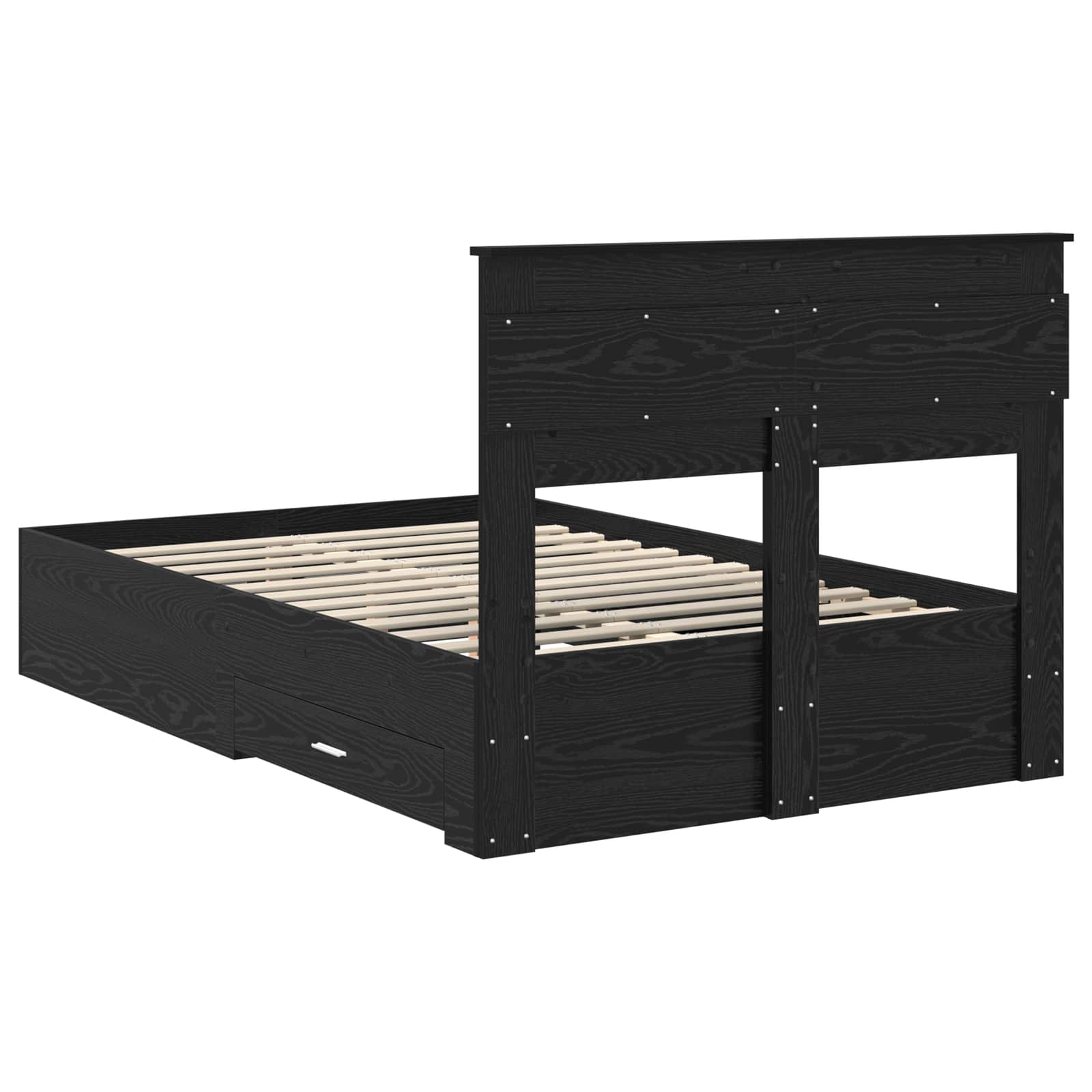 Σκελετός Κρεβατιού Μαύρη Οξυά 135 x 190 cm Επεξεργασμένο ξύλο